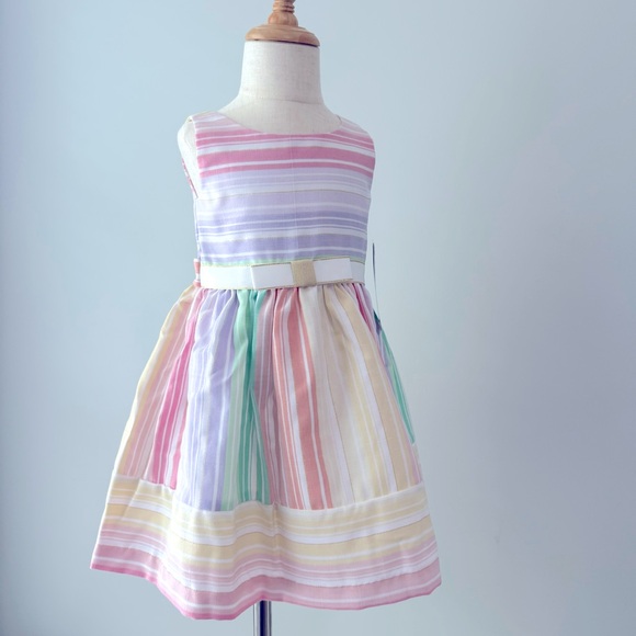 BONNIE JEAN Toddler Little Girls Striped Linen Spring Dress NWT - Picture 2 of 12